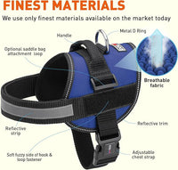 Dogline Dog Harness, Reflective No-Pull Adjustable Vest with Handle for Walking, Training, Breathable, No - Choke Harness for Small, Medium or Large Dogs Room for Patches Girth 27 to 34 in Cyan Blue