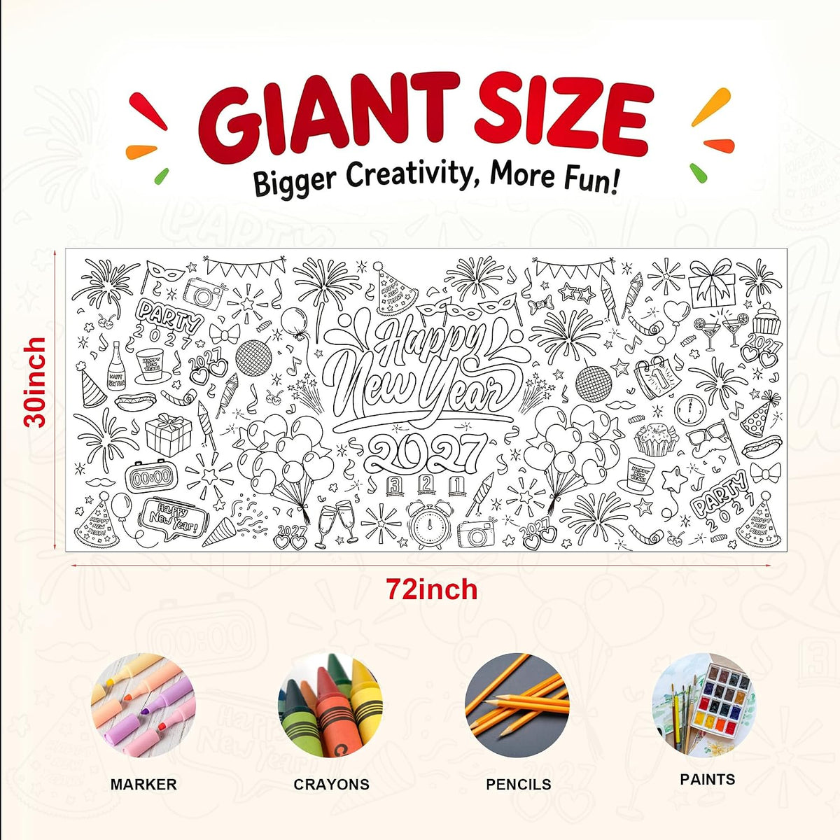 OHOME Halloween Giant Coloring Poster/Tablecloth-Halloween Crafts - New Year - image 2