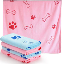 Chumia 4 Pcs Dog Towels for Drying Dog Puppy Bulk Microfiber - 24 x 40 Inch / Light Pink, Light Blue