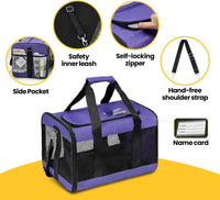 Conlun Cat Carrier Soft-Sided Pets Travel Carriers up to 15 Lbs - Purple / 17.0"L x 11.0"W x 11.0"H - image 3