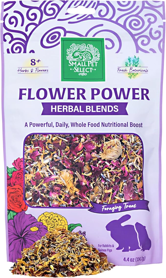 Small Pet Select - Flower Power Herbal Blend, a Natural Herbal Treat for Rabbits and Guinea Pigs, 4.4oz