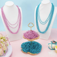 SHAOQINLIN 12 PCS Gold Bead Necklace - Pink and Blue - image 4