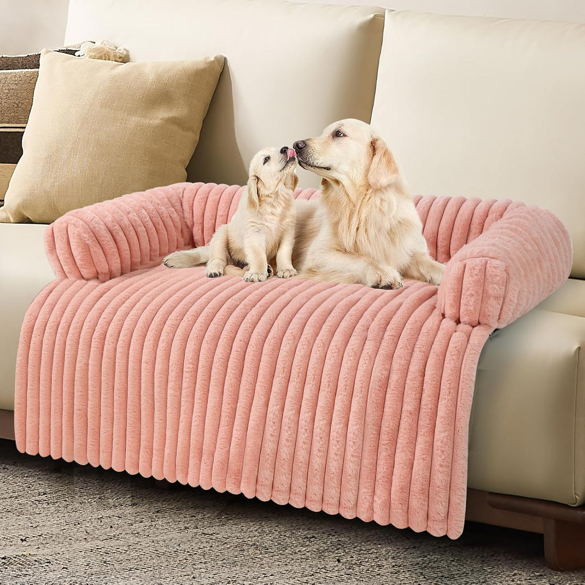 Luxurious Dog Couch Bed, Dog Couch Cover - X-Large(45*37*6 In) / Pink