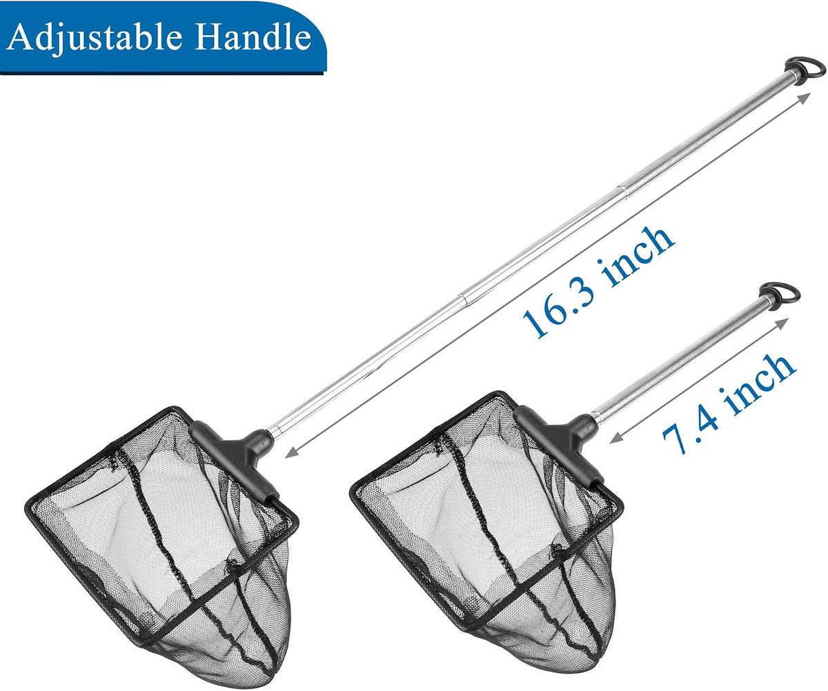 Aquarium Fish Net with Extendable Stainless Steel Long Handle Fine - Medium - image 2