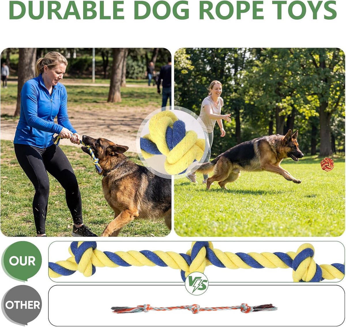 Aitmexcn Large Dog Toys for Aggressive Chewers - 10 Pack Chew Tug-Small - image 2