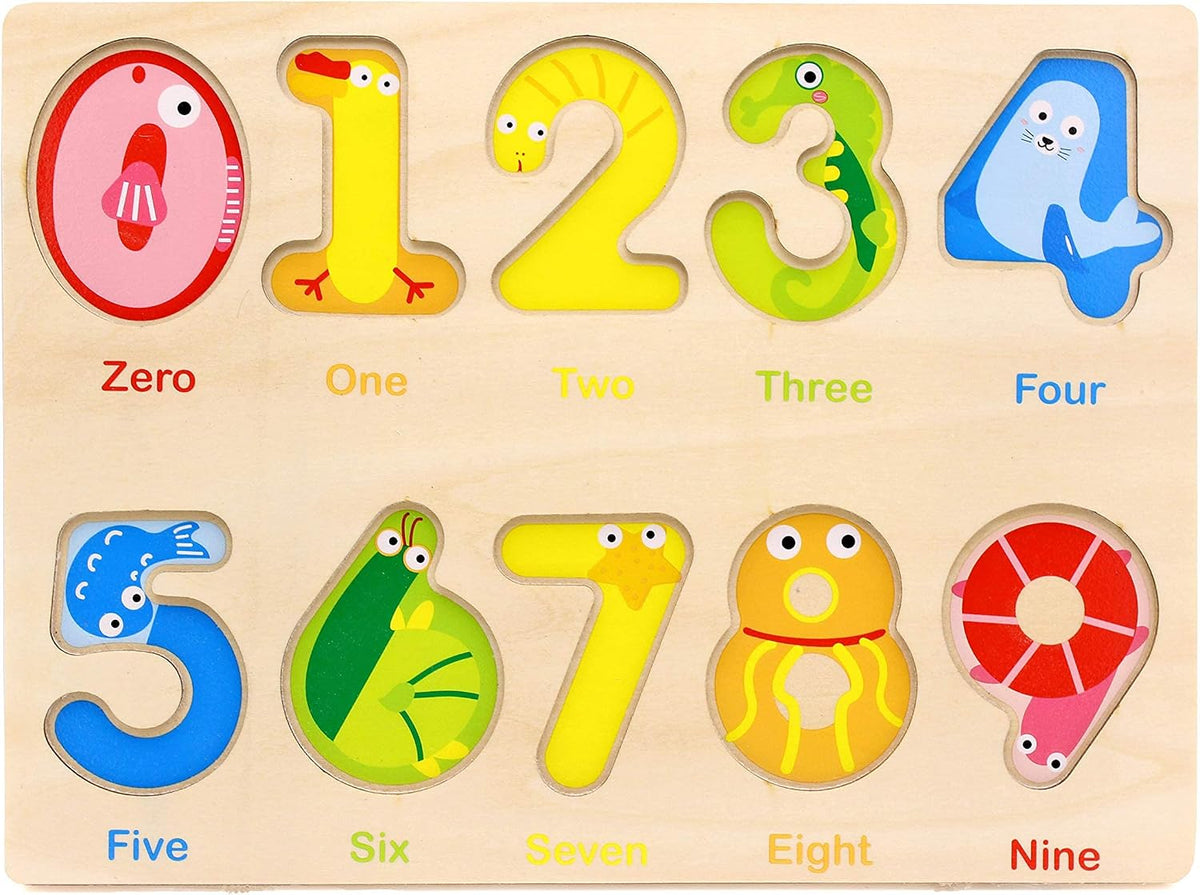 Aile Toddler Wooden Preschool Learning Shape Peg Puzzle Board Toys – Fun for Kids & Family - Number Puzzle - image 4