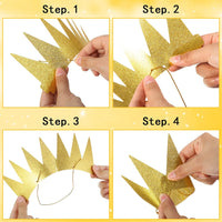 Gersoniel gold crown and star wand set, two paper crowns and two 13 inch wands - view 4