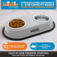 Master Pet Supply Double Dog Bowls Set with Elevated Base Black Velvet – Essentials for Dogs - Light Gray - image 2