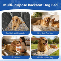 Thickened Dog Bed for Car Back Seat, Upgraded Bottom Non-Slip - Gray-paw - image 3