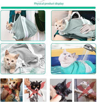 7-Piece Cat Bathing Set - Anti-Scratch Silicone Shoes, Claw Covers, Shower Net, Bathing Bag & Elizabethan Collar (Grey-3)