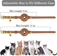 OOPSDOGGY Leather AirTag Cat Collar with Bell - Brown - image 4
