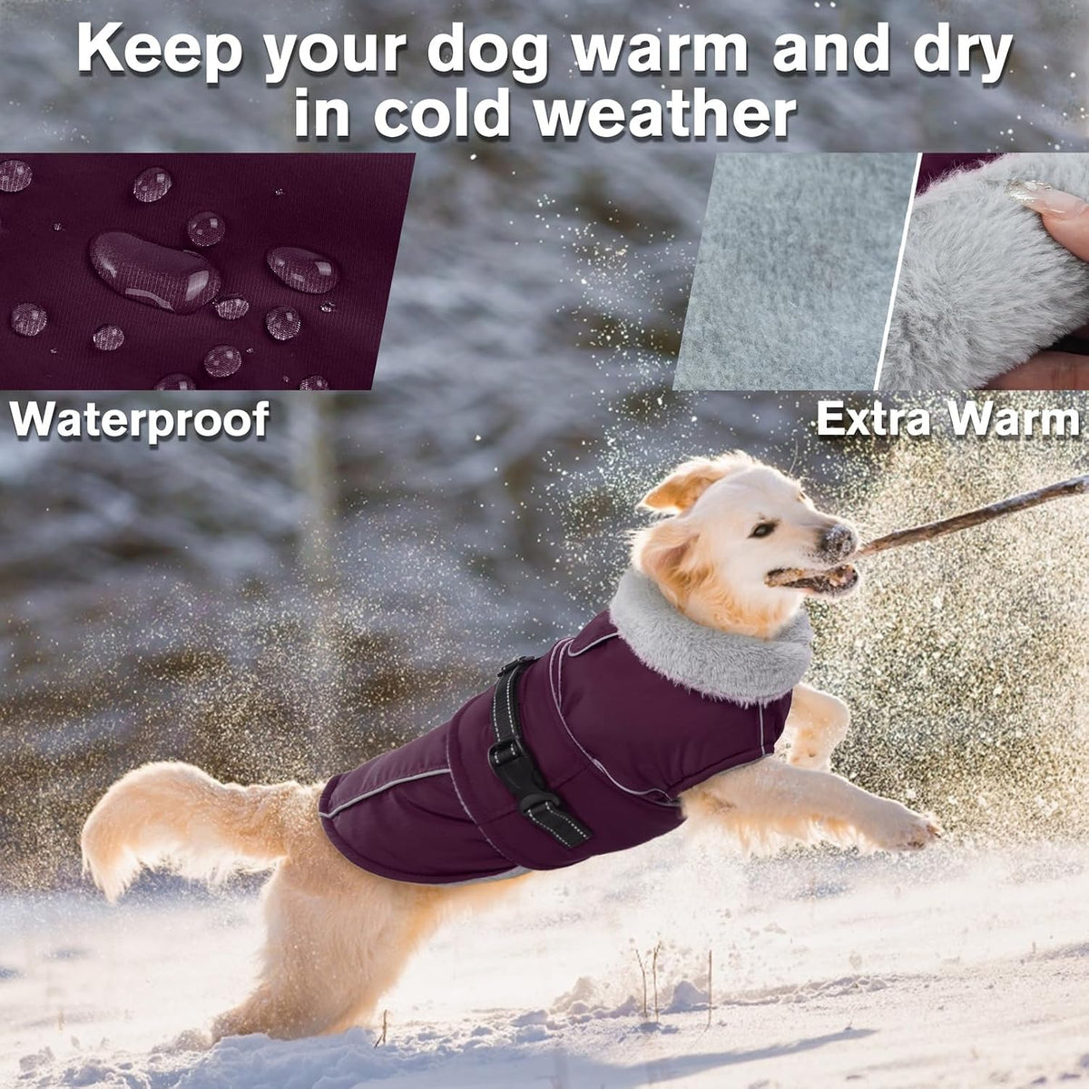Dog Coats for Large Dogs Waterproof Dog Jacket with Adjustable Fit – Essentials for Dogs - XL / Dark Purple - image 3