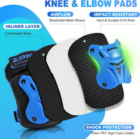 2PM SPORTS Knee and Elbow Pads Set with Wrist Guards for Kids Girls - Blue / Small - image 3