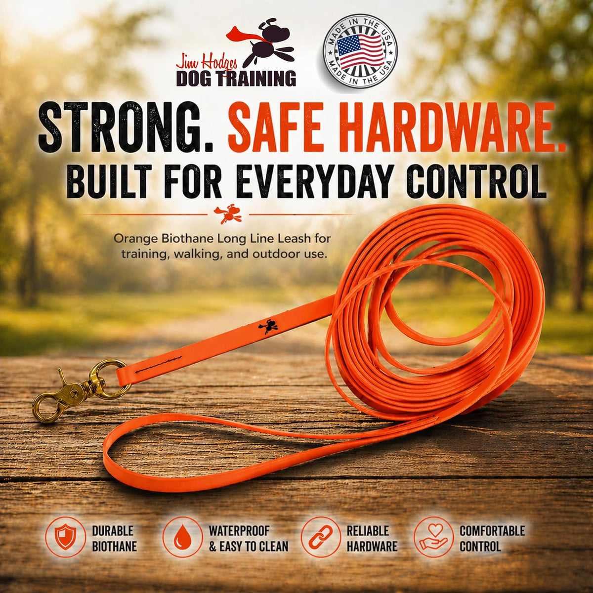Biothane Long Line, Made in USA - Orange / 3/8" x 20ft - image 2