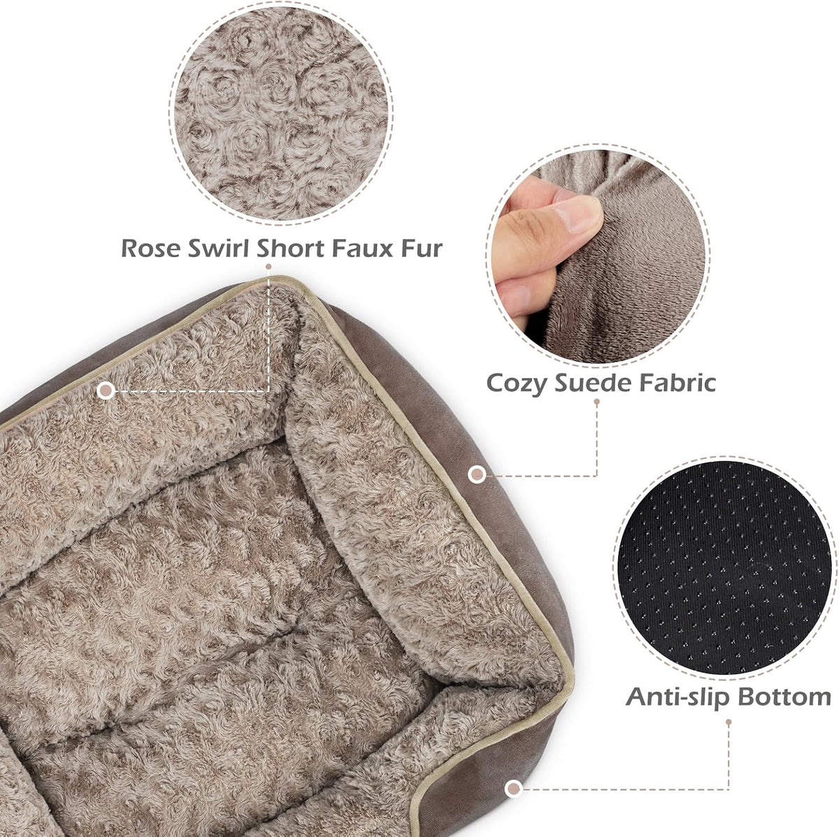 Rectangle Washable Orthopedic Dog Bed for Small - XL(35"x 25"x 9") / Dark Brown - image 4