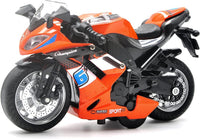 BOBUEXER die-cast motorcycle toy in blue, 1:14 scale pull-back bike with lights and sound