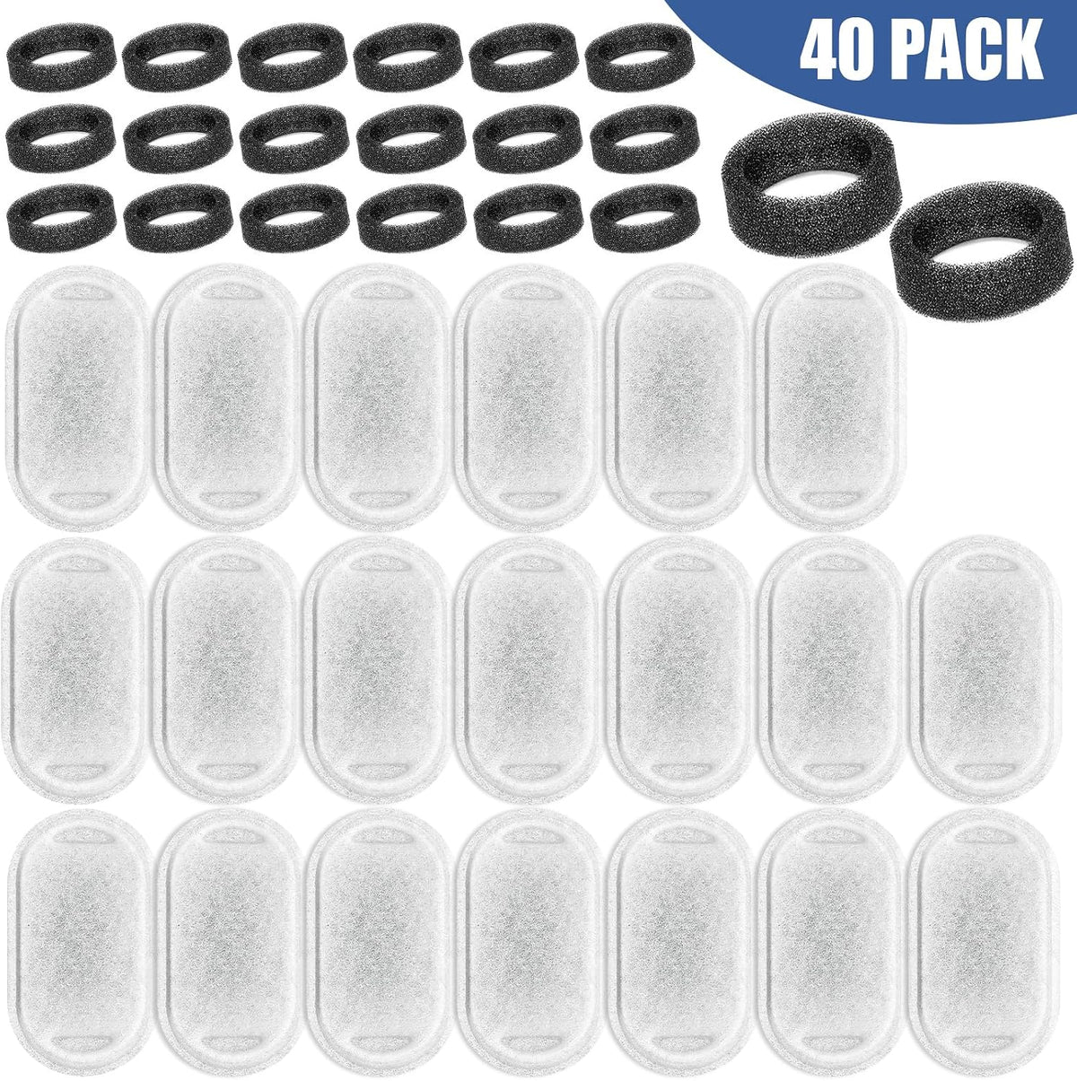 Cat Water Fountain Filter Replacement - 20 Filters & 20 Sponges - image 2
