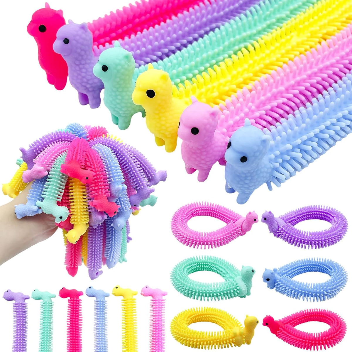 30 PCS Stretchy Fidget Toy, Sensory Fidget Worm Stretch Toys - Alpaca
