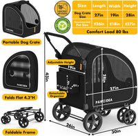 PAWZIDEA 3-in-1 Large Dog Stroller with Detachable Carrier - Black Warrior - image 2