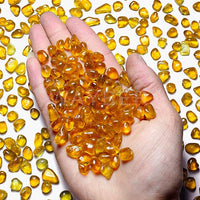 WAYBER Glass Stones, 1Lb/460g Irregular Sea Glass Pebbles Non-Toxic Artificial Crystal Stones for Vase Filler/Aquarium Decoration/Gems Displaying/Wishing Bottle Making, Orange