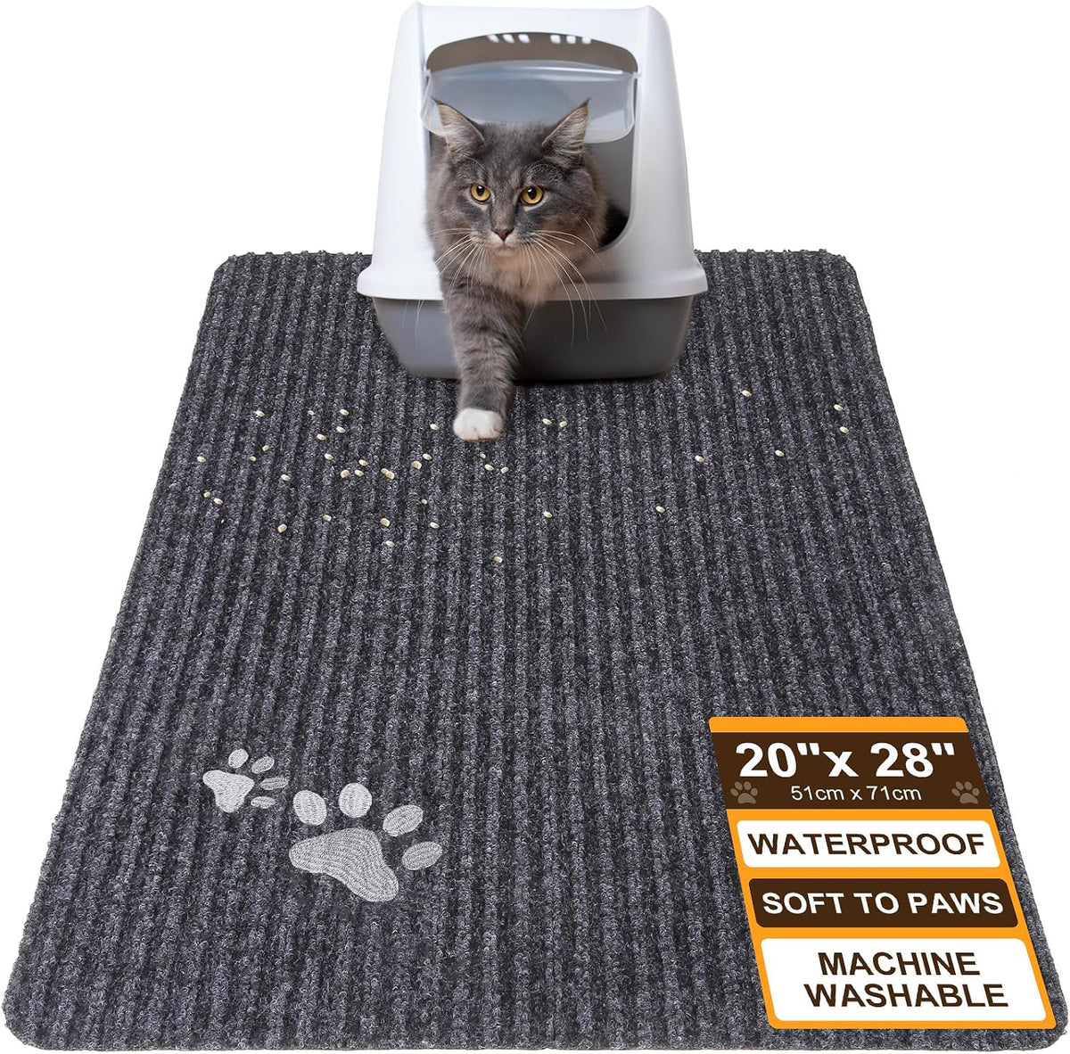 Cat Litter Mat, 20" x 28" Litter Trapping Mat, Waterproof – Daily Care for Cats - Grey / 20x28 Inch (Pack of 1)