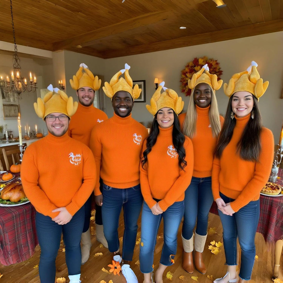 Yosager plush roasted turkey hat 3 pack, Thanksgiving costume hats for adults - view 2