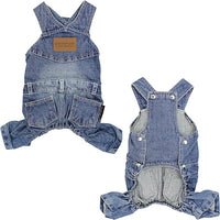 Parisian Pet Denim Overall - Blue Dog Jeans Outfit - Breathable Puppy Jumpsuit Costumes - Machine Washable Overall for Dogs - Dog Clothes for Large Dogs - 2XL