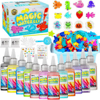 Magic Water Toy Elf Kit,DIY Squishy Water Pets with 12 Gels & 12 Molds – Fun for Kids & Family - Blue