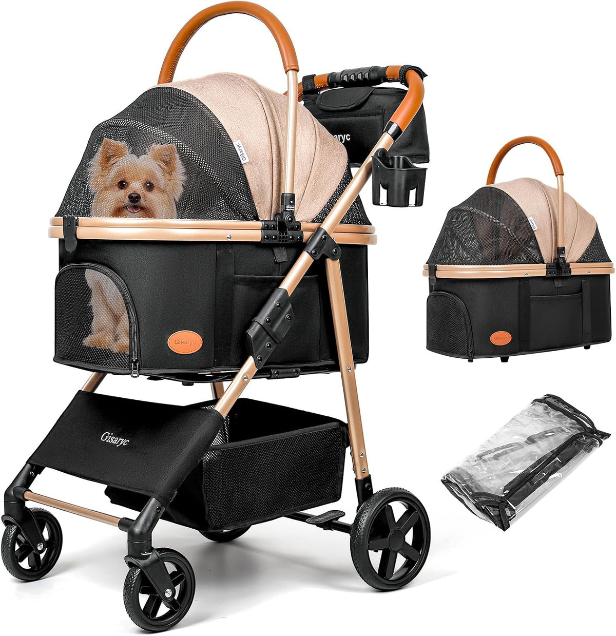 Dog Cat Stroller for Small/Medium Pets - Khaki