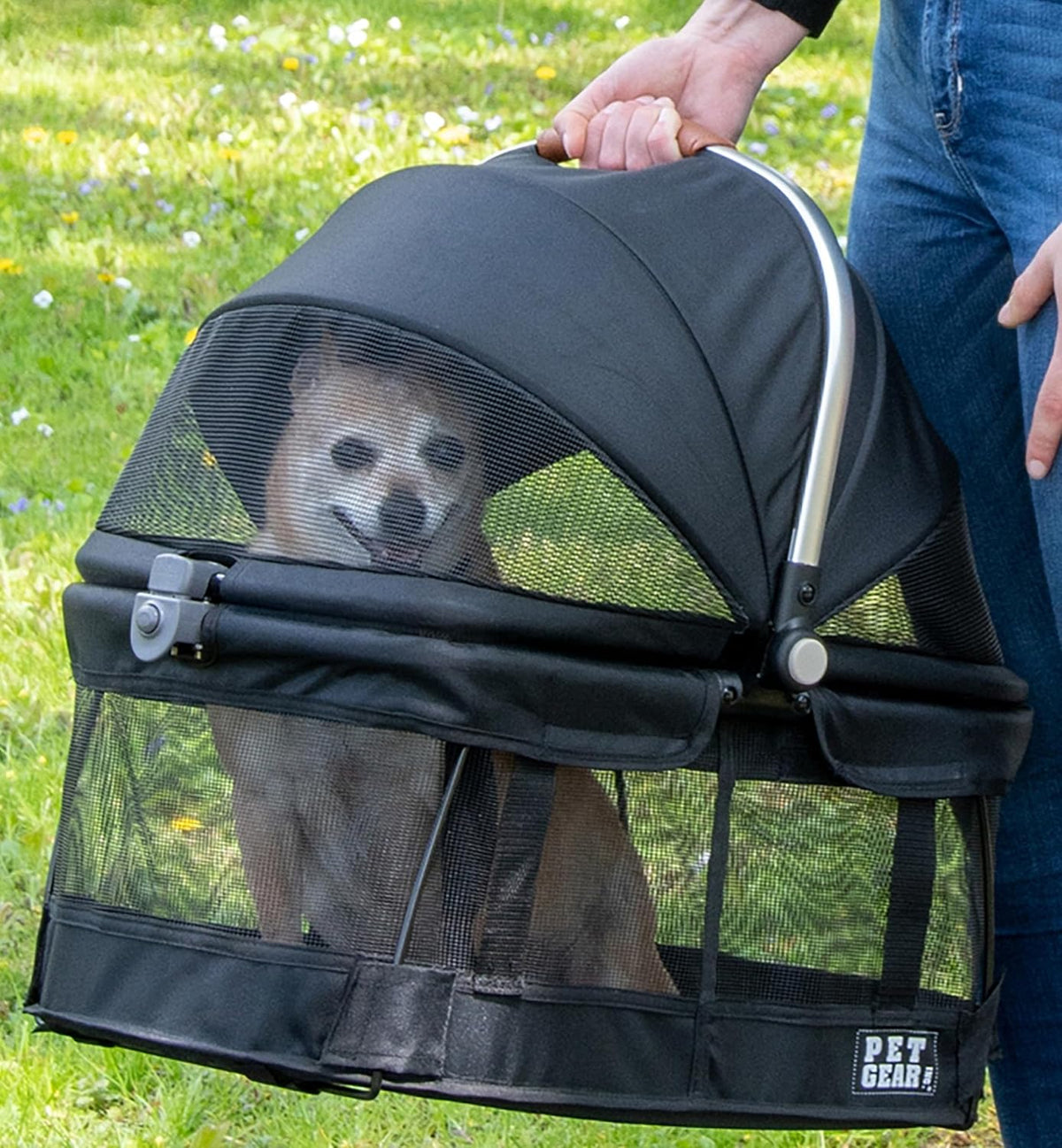 Pet Gear No-Zip View 360 Pet Carrier & Car Seat, 15" - Dark Charcoal / 20.0"L x 12.0"W x 18.5"H