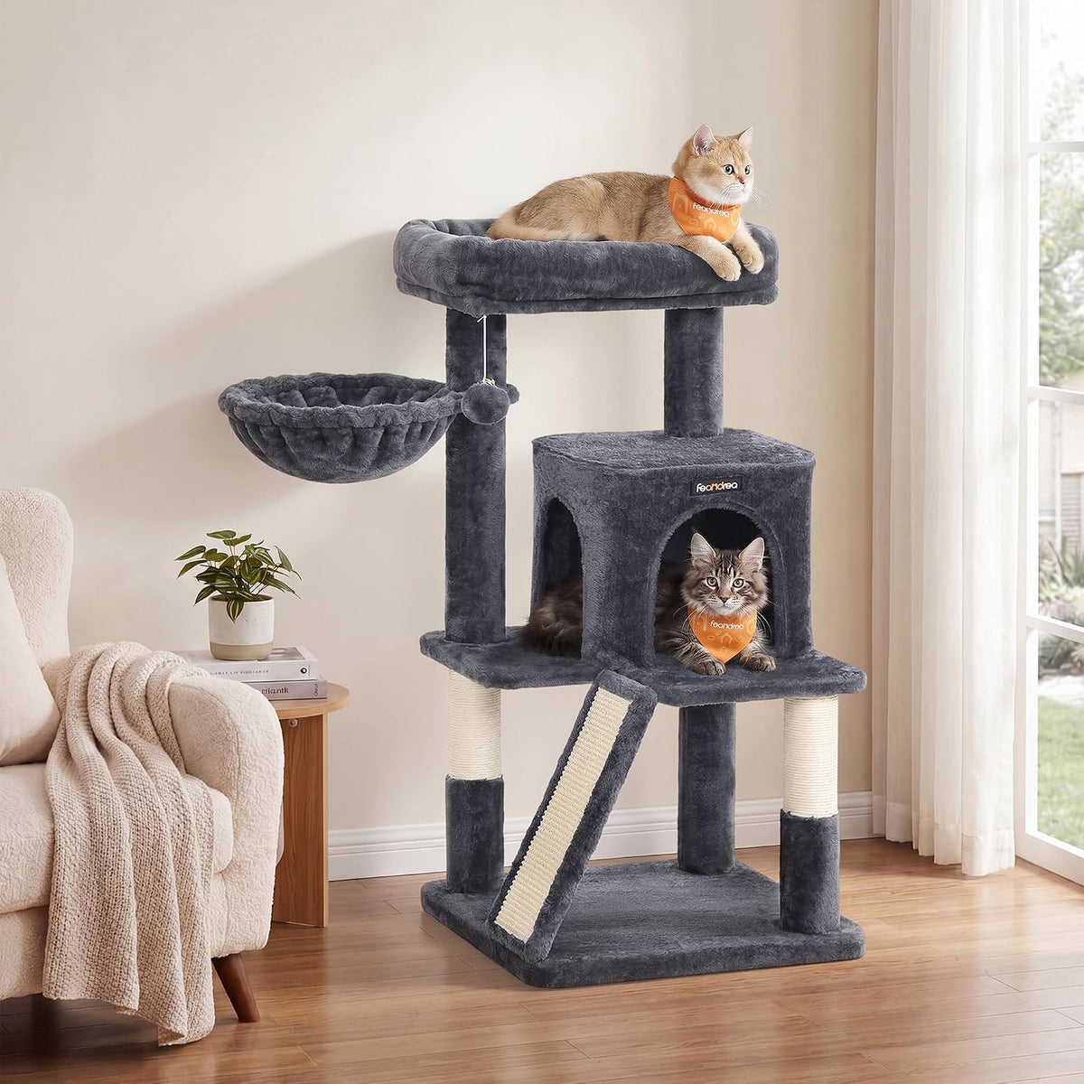 Feandrea Cat Tree, Multi-Level Condo - Smoky Gray - image 2