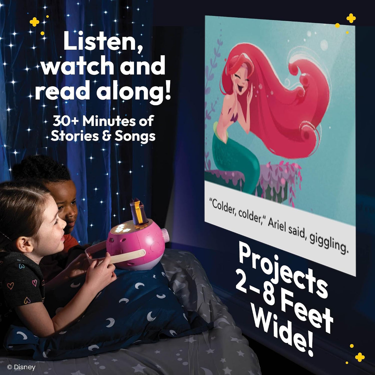 Kids Pink Book Projector, 5 Read Aloud Fairytale Stories - Disney Princess, Owl & Pink Projector - image 2