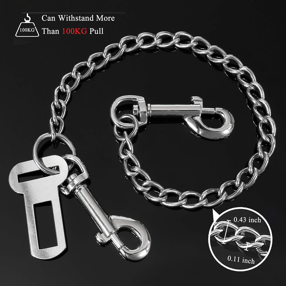 Stainless Steel No Chew Dog Car Seatbelt Pet Vehicle Safety Restraint - 20.8 inches - image 3