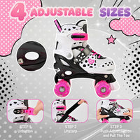 SULIFEEL Adjustable Kids Roller Skates, Light up Wheels – Fun for Kids & Family - H Dots White / Small - Little Kid - image 3