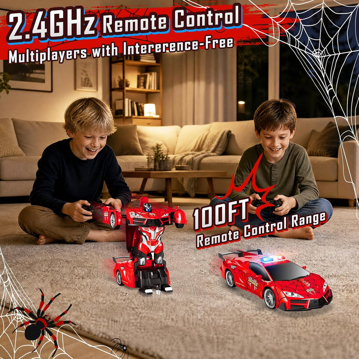 Spider Remote Control Car with Police Light - Red - image 4