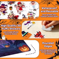 Elfew 3 pack Halloween reusable sticker books for toddlers with puffy stickers - view 17