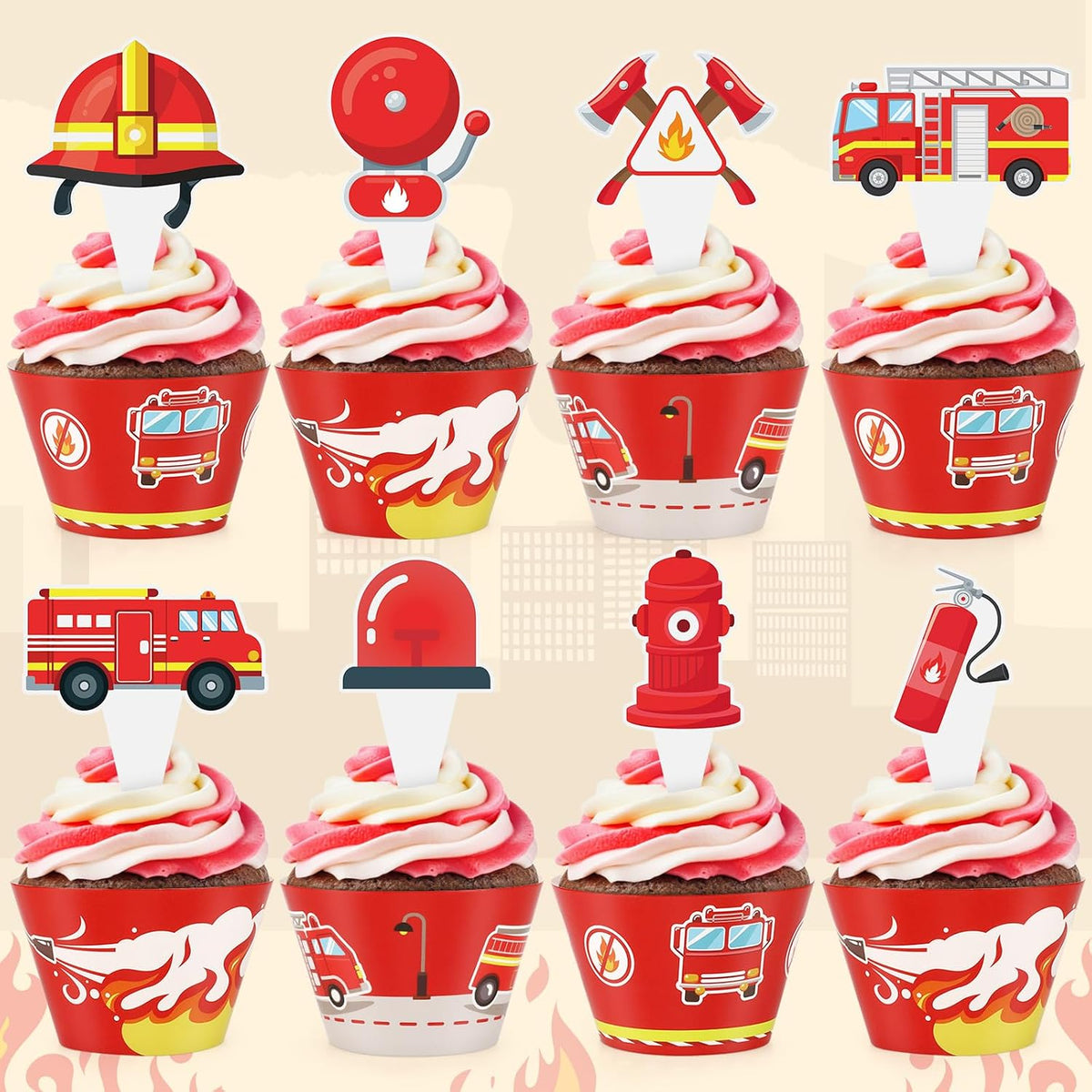 Hxezoc football cupcake toppers and wrappers set with brown and green football designs - view 27