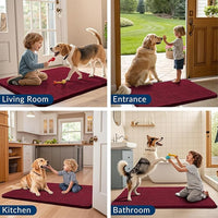 Smiry Dog Door Mat for Muddy Paws 36x24, Absorbs Moisture and Dirt Doormat, Non-Slip Washable Quick Dry Chenille Front Door Mat Indoor Entrance, Entryway Carpet for Inside Floor, Burgundy