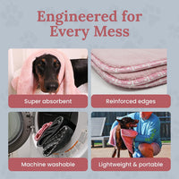Dog Drying Towel for Dogs - Pink / Large (Pack of 3) - image 3