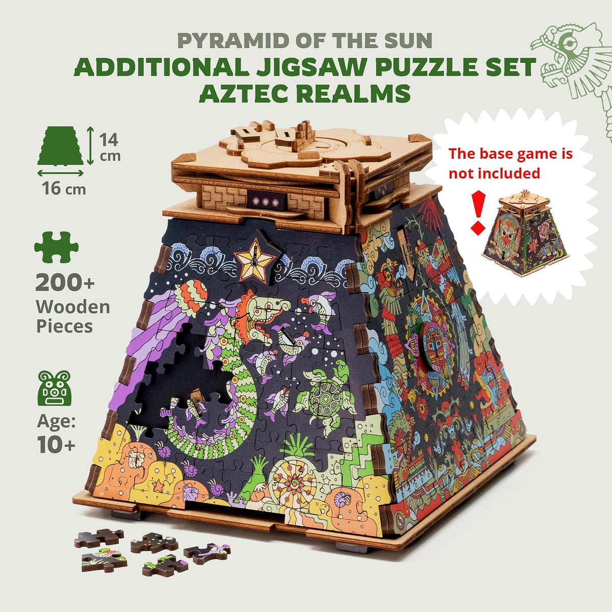 iDventure CluePuzzle Pyramid of the Sun 3D birch wood puzzle box with Aztec design - view 4