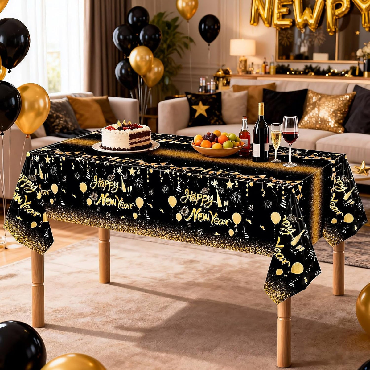 NOVWANG kids party tablecloth 4-pack in red, yellow, cloud and cow print - view 25