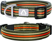 Medium Dog Collar, Neck 12"-20" - Medium (Neck 12''–20'') / Green Stripe