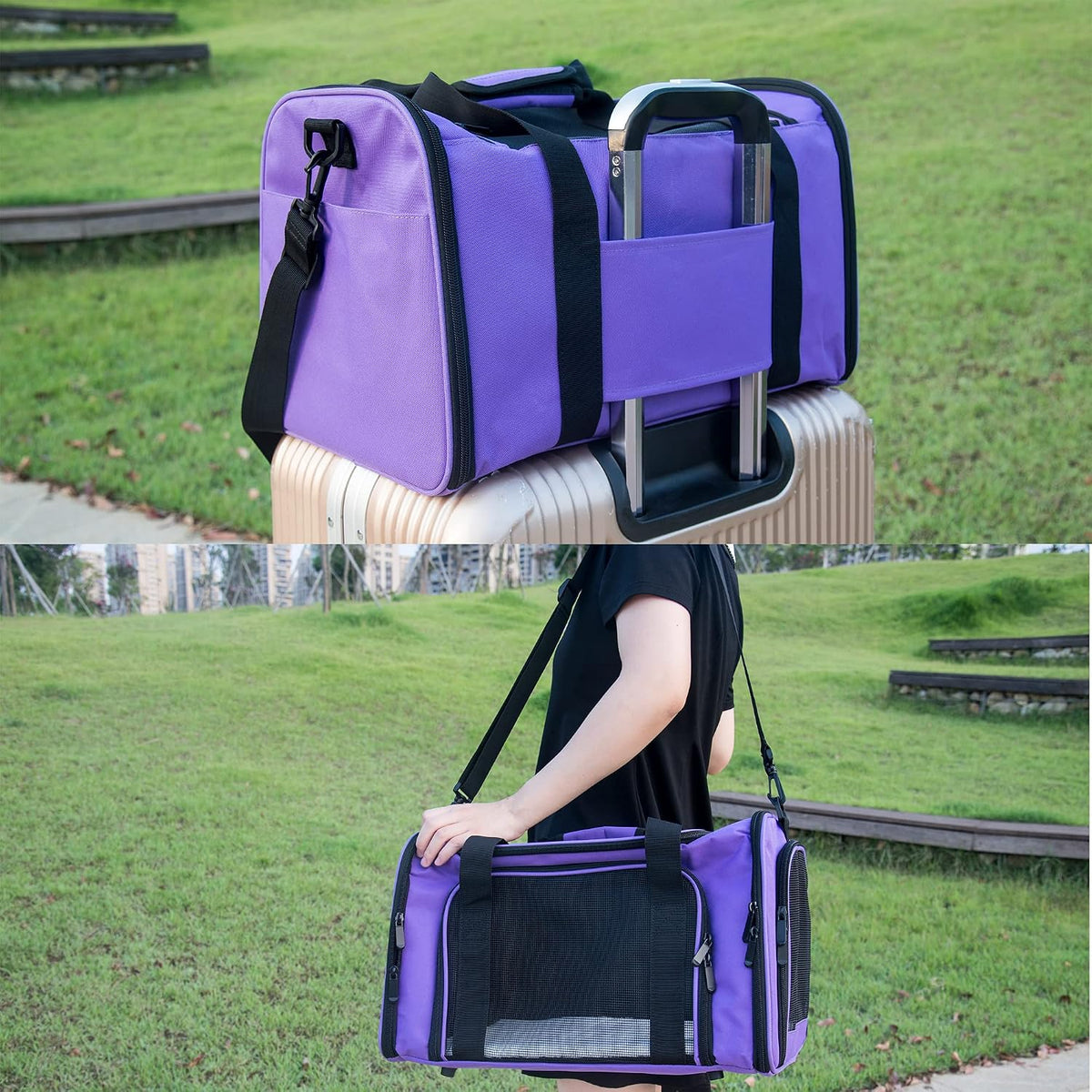 Soft Sided Carrier for Small Medium Cats Dogs - 17.0"L x 11.0"W x 11.0"H / Purple - image 4