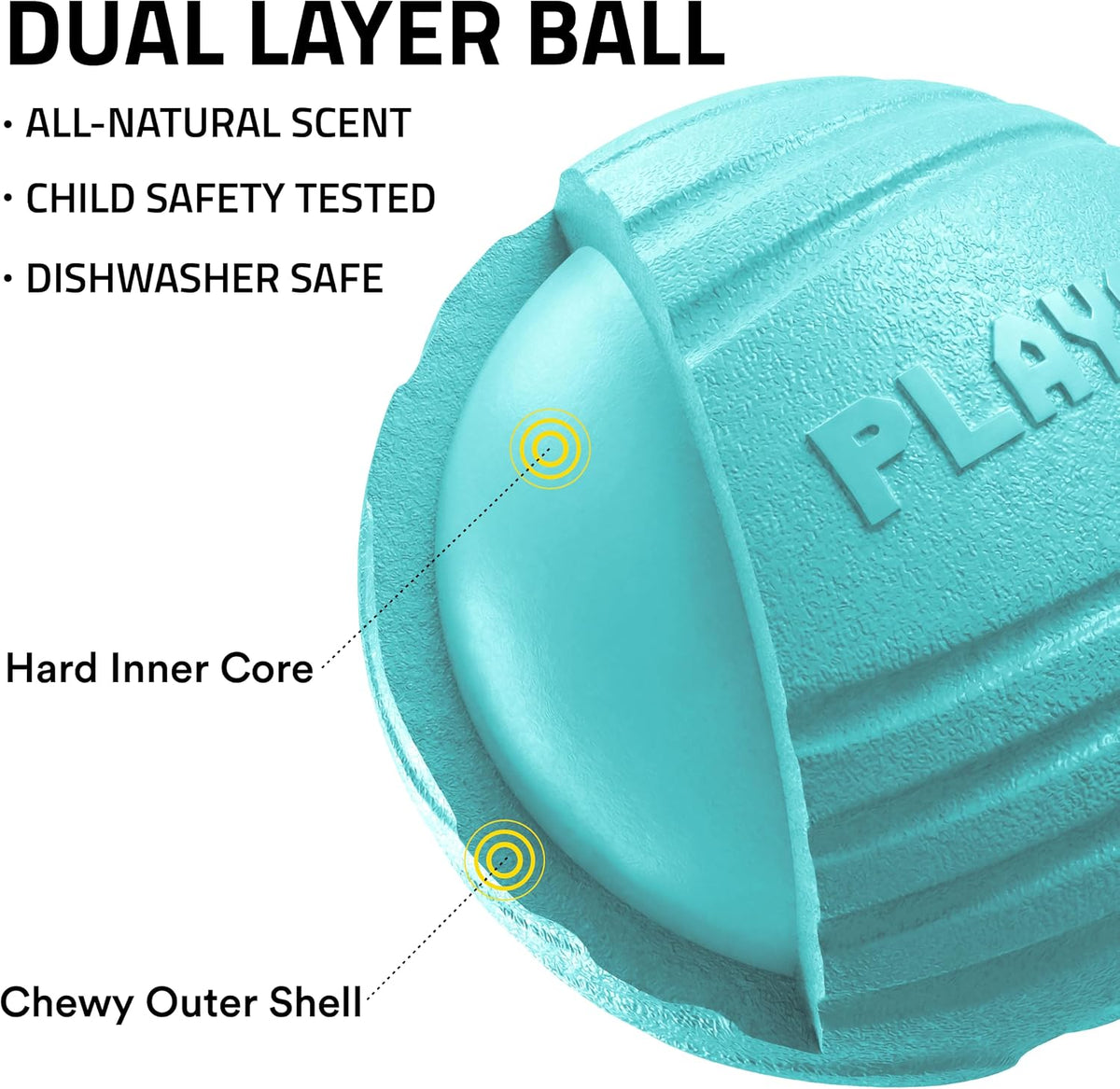 Playology Durable Large Dual Layer Dog Ball, Peanut Butter Scent - Medium / Peanut Butter - image 2