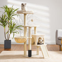 Heybly Cat Tree, 45.3" Cat Tower for Indoor Cats with Large Perch HCT202SG – Essentials for Cats - 42.5 inch / Beige - image 2