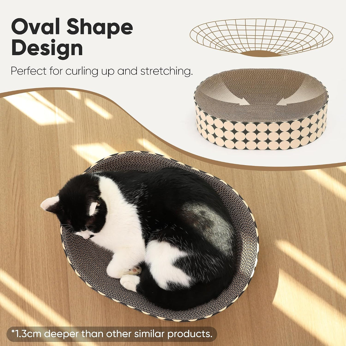 FUKUMARU Cardboard Cat Scratcher Bed - Polka Dot - image 4