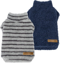 Fitwarm 2 Pack Striped Fleece Dog Sweater - Medium / Blue-Grey