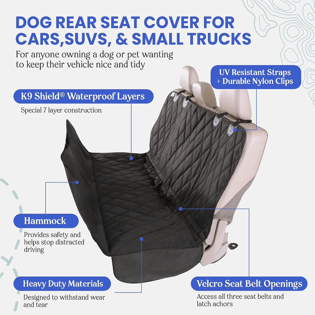 4Knines Heavy-Duty Rear Seat Cover for Dogs - Extra Large / Black - image 3