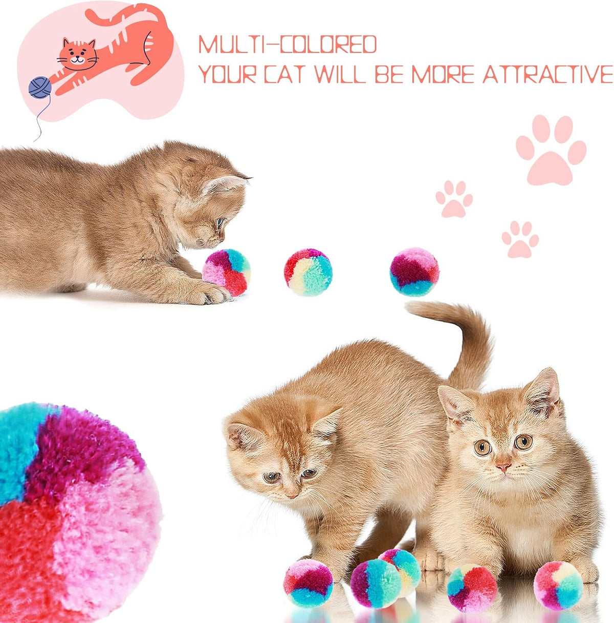 TIESOME Rainbow Cat Toy Balls - image 2
