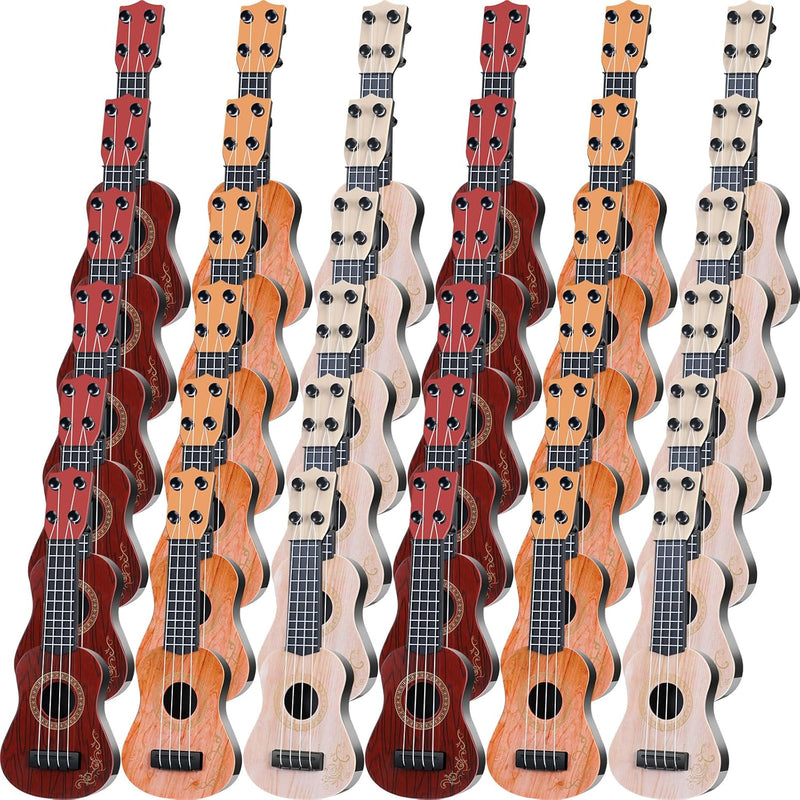 Lenwen 6 pack 10 inch mini toy guitars for kids with 4 nylon strings in three colors